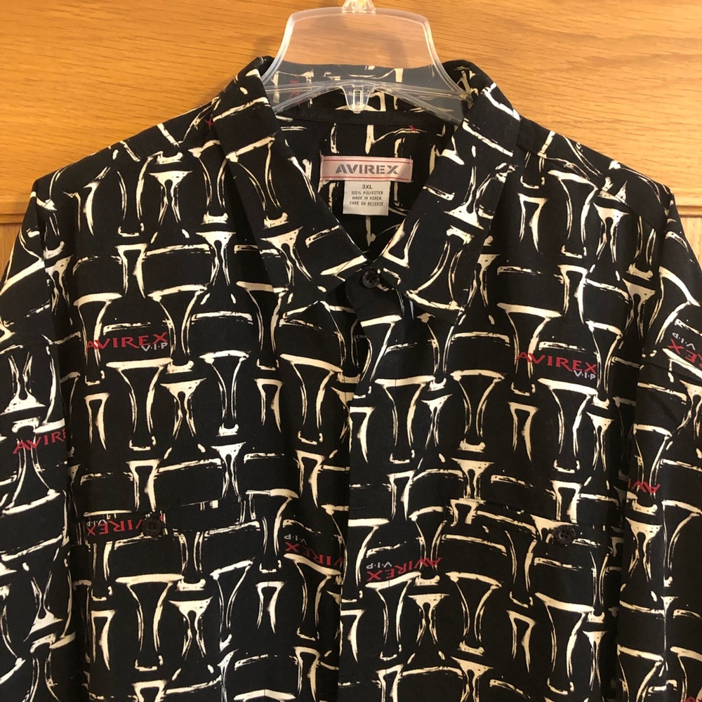 Avirex V.I.P. All Over Print Button Down Long Sle… - image 1